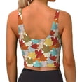 thumbnail image 4 of Goofa Fall Maple Leaves Printed Sports Bras for Women, High Impact Running Bra Workout Crop Tank Tops Longline Sports Bra Push up-Small, 4 of 9