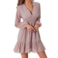 thumbnail image 1 of Jumpingount Mujeres otoño primavera Sexy vestido con cuello en V fiesta banquete niñas vestidos de manga larga gasa Streetwear Clubwear ropa Vestidos METRO Jumpingount AP015358-03, 1 of 6