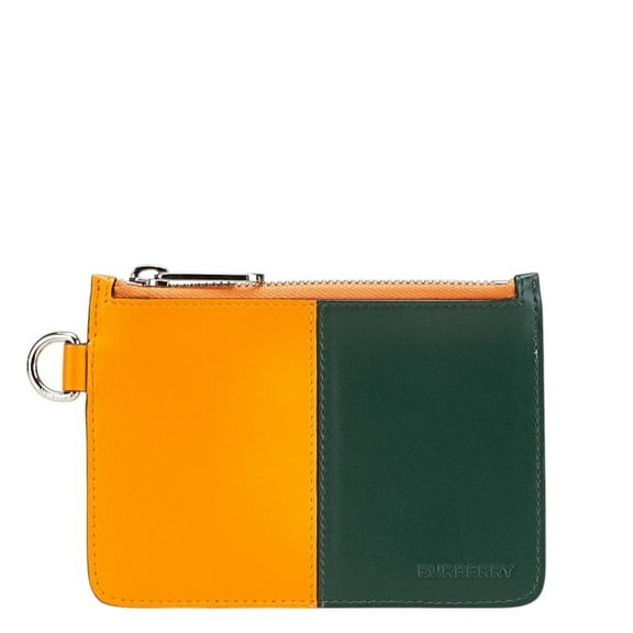Pre-Owned Burberry logo wallet/coin case in orange multicolored leather for women. (Good)