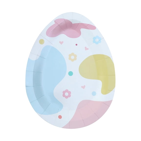 LEWEEN Easter Egg Shape Paper Plates Set (10pcs), Disposable Dessert Plates for Party Supplies - Cute Tableware for Easter Brunch & Spring Events