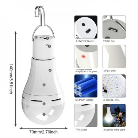 

Newway Solar Powered Light Bulbs Portable Solar Emergency LED Bulb With Self-Control Switch for Indoor Power Outage Hurricane No Electricity Areas