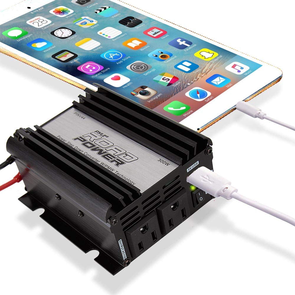 PYLE PINV44 - Plug in Car 300 Watt 12v DC to 115 Volt AC Power Inverter w/ Modified Sine Wave & 5 Volt USB Outlet
