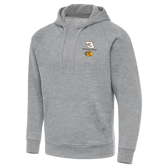 Men's-Antigua  Heather Gray Austin Dillon Fleece Victory Pullover Hoodie