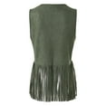 thumbnail image 6 of BYHONG Women Fringe Vest Suede Open Front Vintage Vest Sleeveless 70s Hippie Clothes Boho Western Jacket Womens Vest Green M, 6 of 6