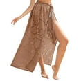 thumbnail image 2 of Brown Beach towel Sarong for Women Long Chiffon Swimsuit Coverup Tie Sarong Floral Bathing Suit Cover Up Skirt, 2 of 6