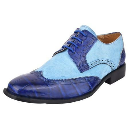 

LIBERTYZENO Mens Leather Croco/Suede Printed Oxford Dress Shoes
