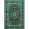 thumbnail image 1 of Ahgly Company Indoor Rectangle Medallion Turquoise Blue Traditional Area Rugs, 2' x 5', 1 of 4