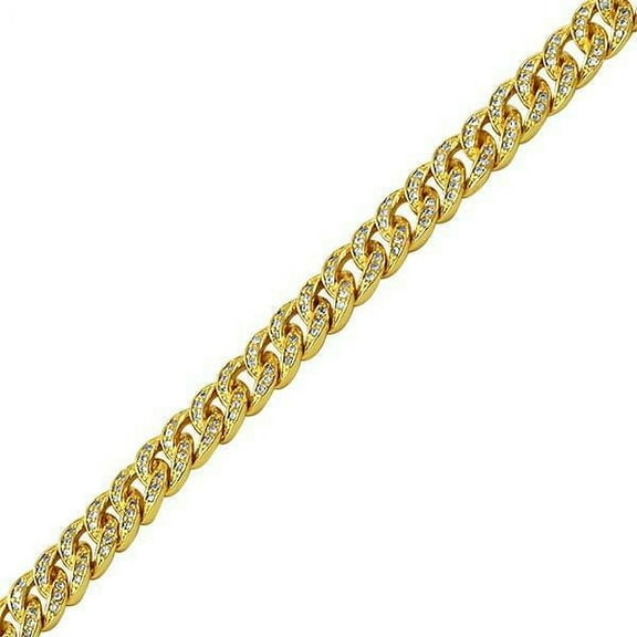 .925 Silver 6MM CZ Bling Bling Gold Cuban Links Chain