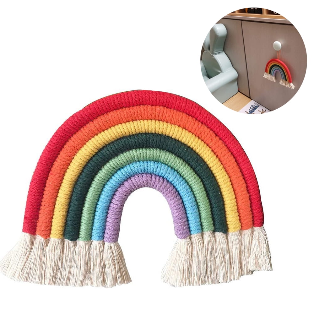 Large Rainbow Wall Hanging with Fringes perfect for living room nursery and bedroom decor