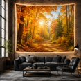 thumbnail image 6 of Autumn Forest Path under Golden Canopy, Peaceful Illustration for Nature Lovers, Woodland Wall Art, Housewarming Gift, Tapestry Wall Hanging for Bedroom and Living Room, 6 of 7