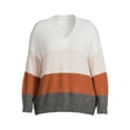 thumbnail image 5 of Dreamers by Debut Women's Plus Size Colorblocked V-Neck Sweater, 5 of 5