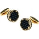thumbnail image 1 of Gemelos clásicos de fibra de carbono azul (chapados en oro) para camisa francesa de alta calidad, 1 par, 1 of 5