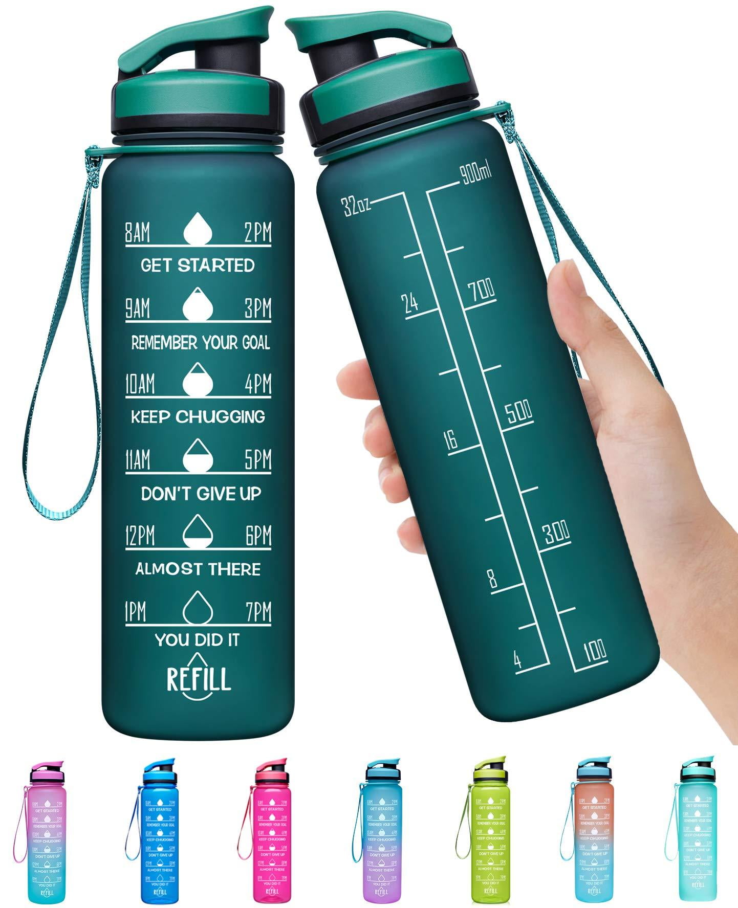  Maximum Slim Water Bottle with Time Marker, 32 oz/1000ml  Motivational Water Bottle with Strainer, Reusable & BPA Free Tritan Water  Bottle for Fun, Sports & Fitness (Clear) : Sports & Outdoors