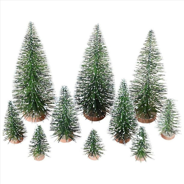 50 ÁRboles de Navidad Artificiales en Miniatura, 5 TamañOs, con Base de Madera para DecoracióN, Manualidades, DecoracióN de Fiestas, Manualidades
