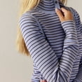 thumbnail image 6 of Womens Striped Henley Shirts Ribbed Long Sleeve Tops Going Out Slim Fit Top Fall Fashion Basic Tees Blue S, 6 of 7