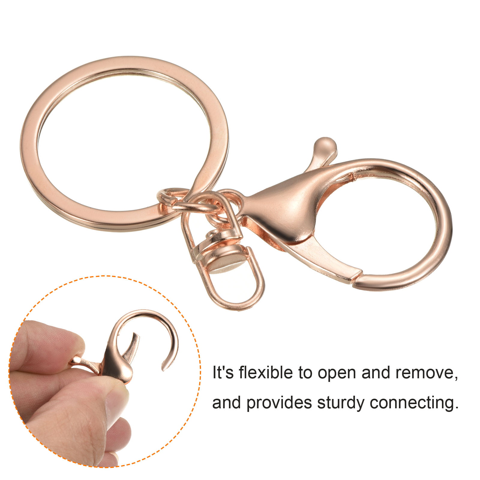 60 Pcs Peach Heart Keychain Key Ring Clasp Keychain Ring Metal Keychain  Clasp Gold Keychain Clip Key Chain Rings Lobster Key Wallet Keychains