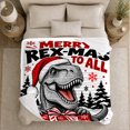 thumbnail image 5 of Merry Rex-Mas T-Rex Dinosaur Christmas Puns Holiday Joy, Festive Holiday Scene, Warm Flannel Blanket for Living Room and Reading Nook, Art Lovers Christmas Gift, Festive Home Decor, 5 of 9