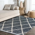 thumbnail image 5 of JONATHAN Y MERCER SHAG Mercer Shag Plush Tassel Moroccan Geometric Trellis Denim Blue/Cream 3 ft. x 5 ft. Area Rug (MCR104A-3), 5 of 9