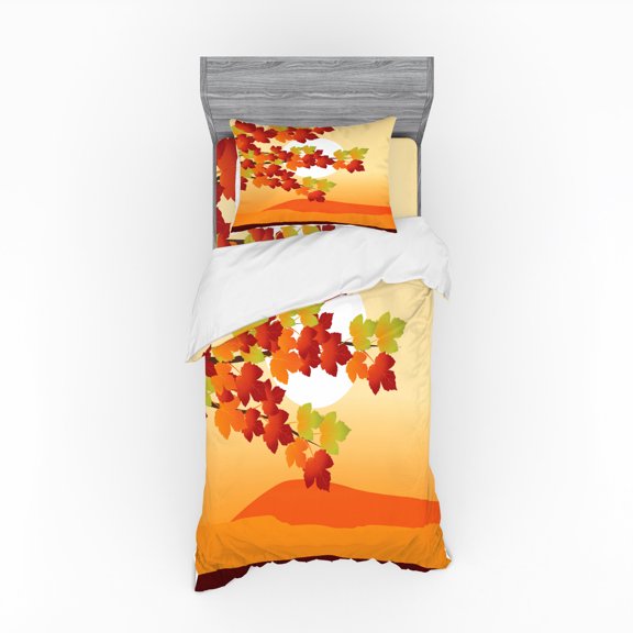 Ambesonne Autumn Bedding Set 3 Pcs, Maple Tree Branches, Twin XL, Multicolor