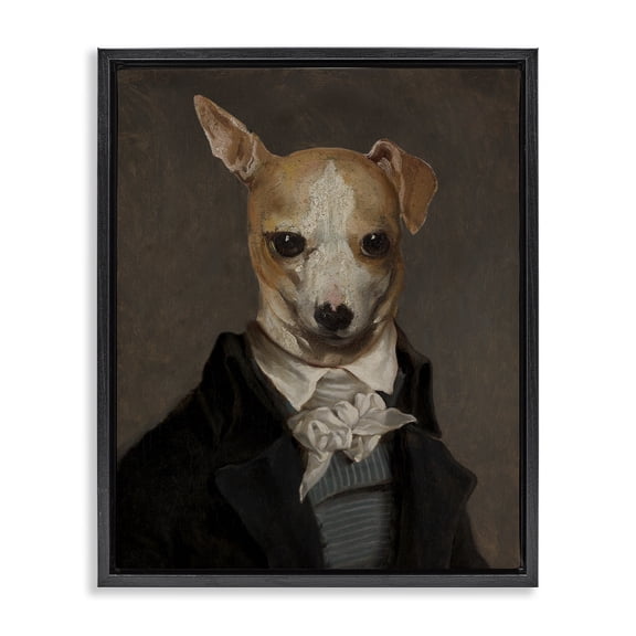 Stupell Industries Transitional Classic Portrait Chihuahua Black Floating Frame Canvas Art, 17 x 21, by CAD Designs