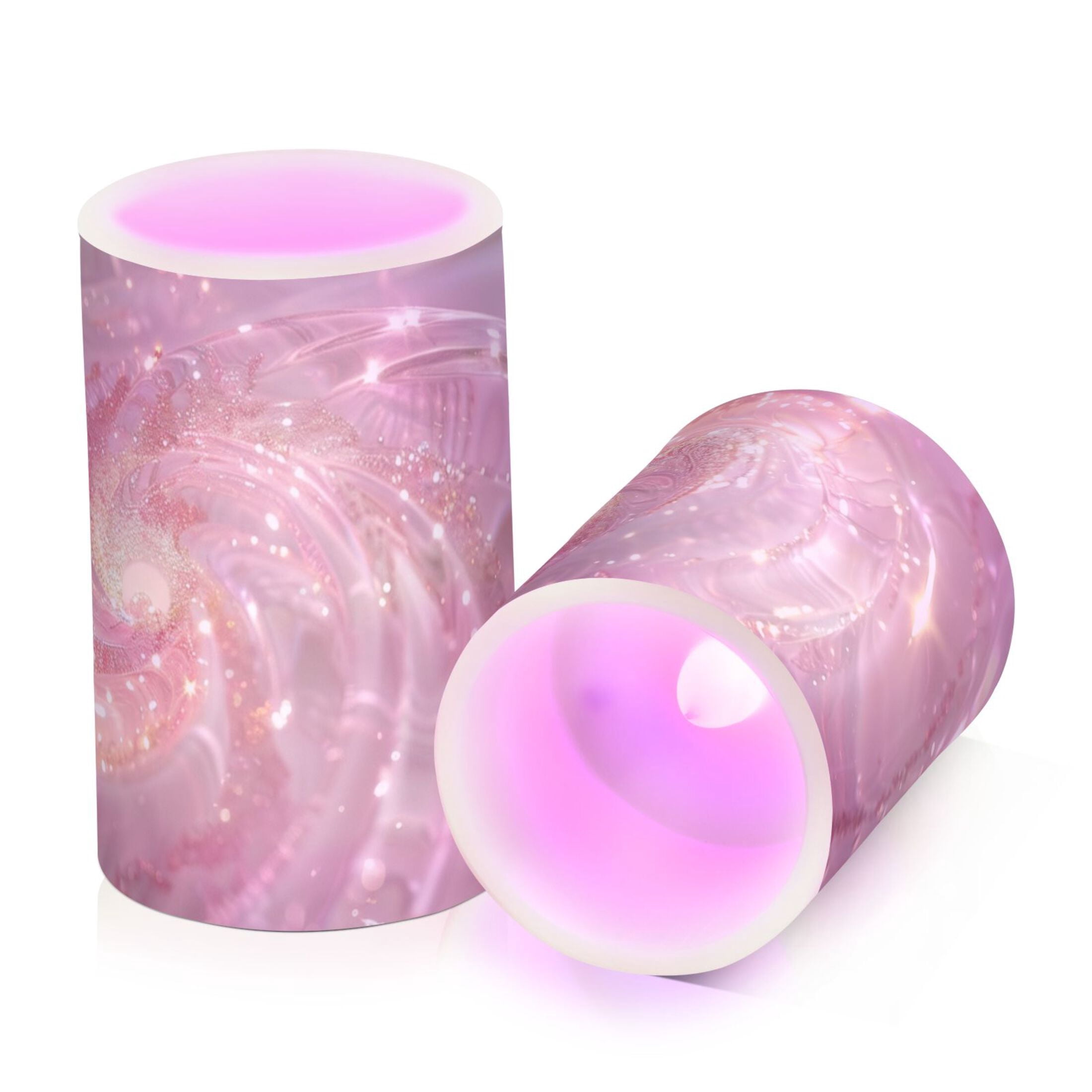 A Pink Spiral Flameless Candles&nbsp;LED Lights Battery Operated Candles with Remote and Timers Flicker Lights Votive Set of 2
