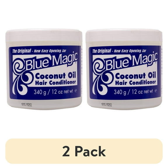 (2 pack) Blue Magic Coconut Oil Conditioner, 12 oz., Dry Hair Type, Repair Split Ends, Moisturizing, Jar