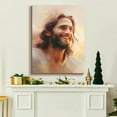 thumbnail image 5 of XUFX Smile Jesus Wall Art Jesus Loves Me Canvas Wall Decor Christian Picture Poster Christianity Watercolor of Jesus Gift God Painting Print CatholicArtwork Framed&nbsp;8x10inch, 5 of 5