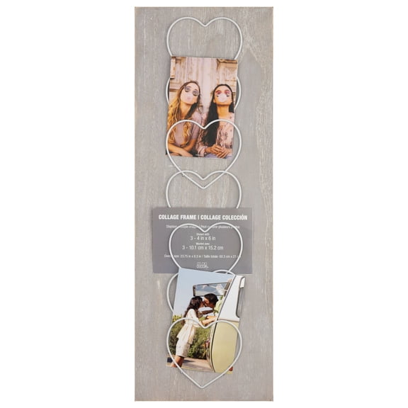 Studio Decor 7 Opening Gray Wire Heart Collage Frame, 6 Pack