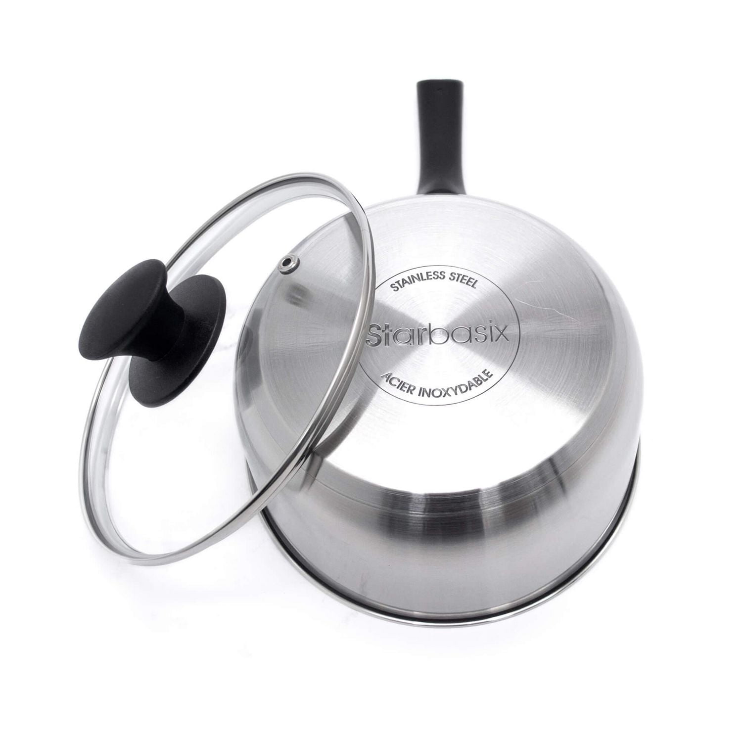 Starbasix Stainless Steel 2.3L (2.4Qt) Saucepan with Lid, Durable Stainless Steel, Induction Compatible, Oven Safe, Dishwasher Safe, Silver, Induction compatible