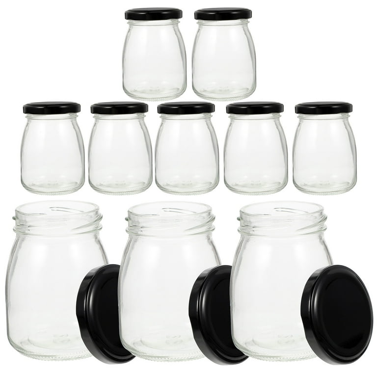 Baderke 16 pcs Clear Glass Jars with Plastic Lids for Yogurt Maker Reusable  Glass Mason Jars Glass Canning Yogurt Container Yogurt Jars for Greek