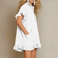 thumbnail image 4 of Smsaxvxz Summer Dresses for Women Fashion Solid V Neck Ruffle Short Sleeve Casual Loose Pocket T-Shirt Dress White S, 4 of 7