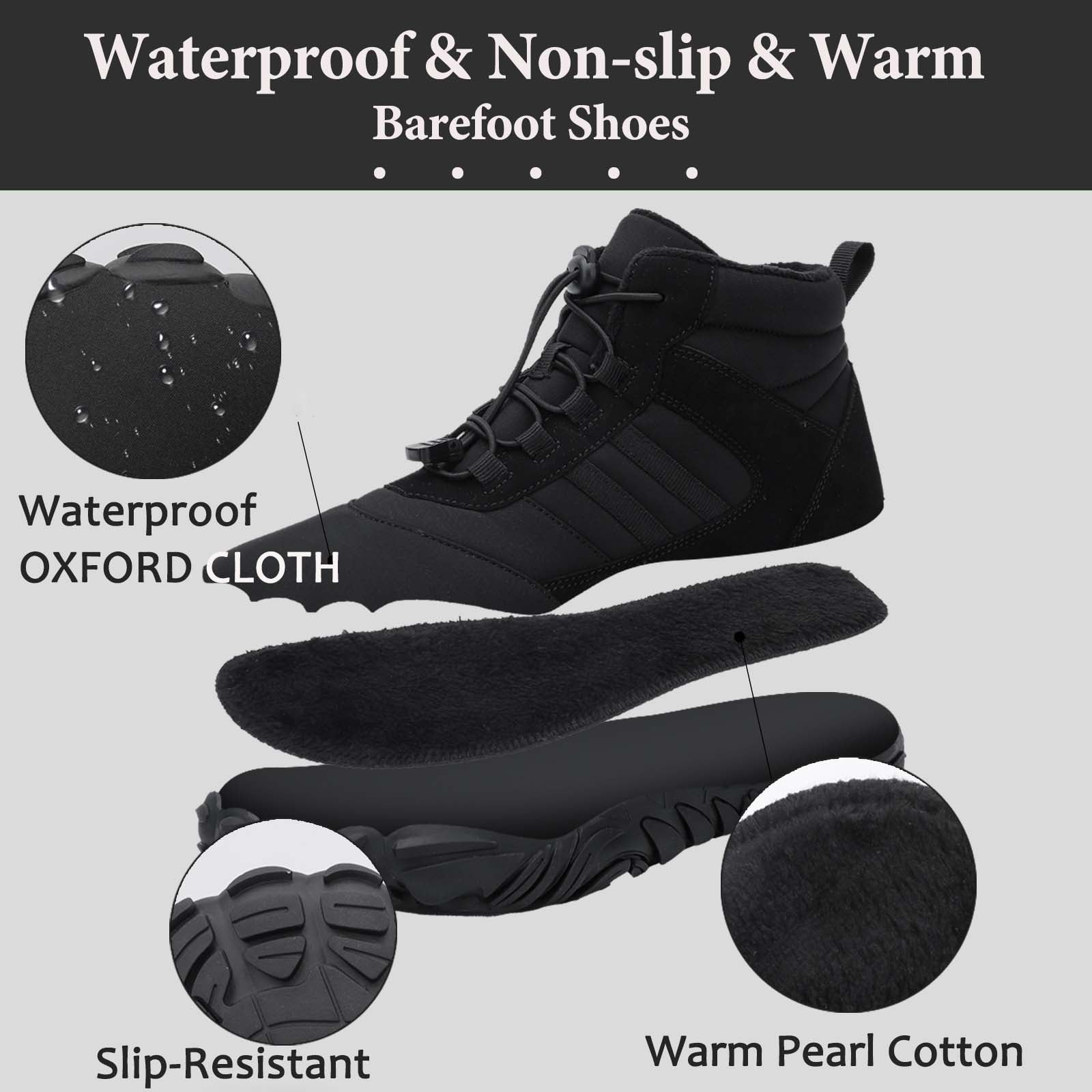 Cyiecw Barefoot Shoe Men Women Minimalist Trail Running Barefoot Sneakers Waterproof Hi-top Hiking Boots Wide Toe Box Cross Training Shoes Zero Drop Sole