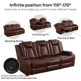 thumbnail image 2 of Leather Recliner Sofa Set with LED Lights,Power Reclining Sofa with Double Recliners/USB Port/Cup Holder for Living Room/Home Theater(3-Seater,Wine Red), 2 of 6