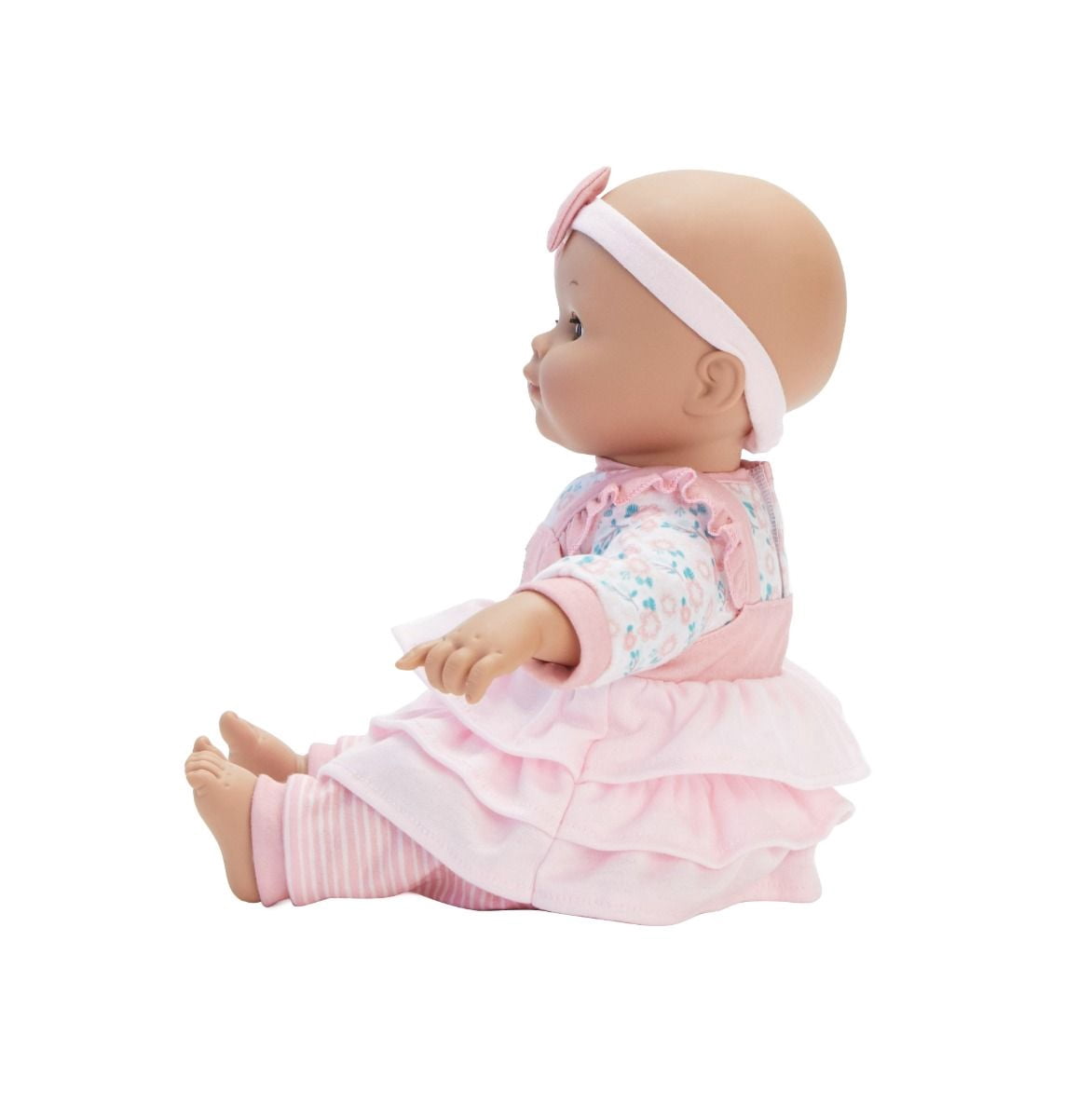 Madame Alexander 14-Inch Baby Cuddles Doll with Bottle, Pink Floral, Medium Skin Tone