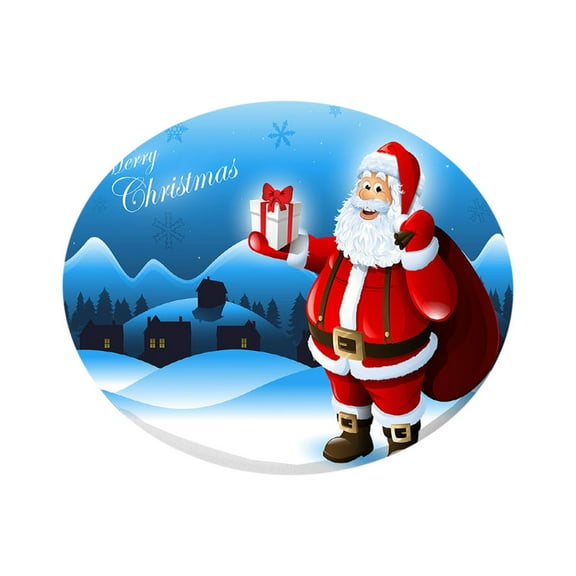 Round Elastic Table Cover Tablecloths - Christmas Happy Snowman Pattern Santa