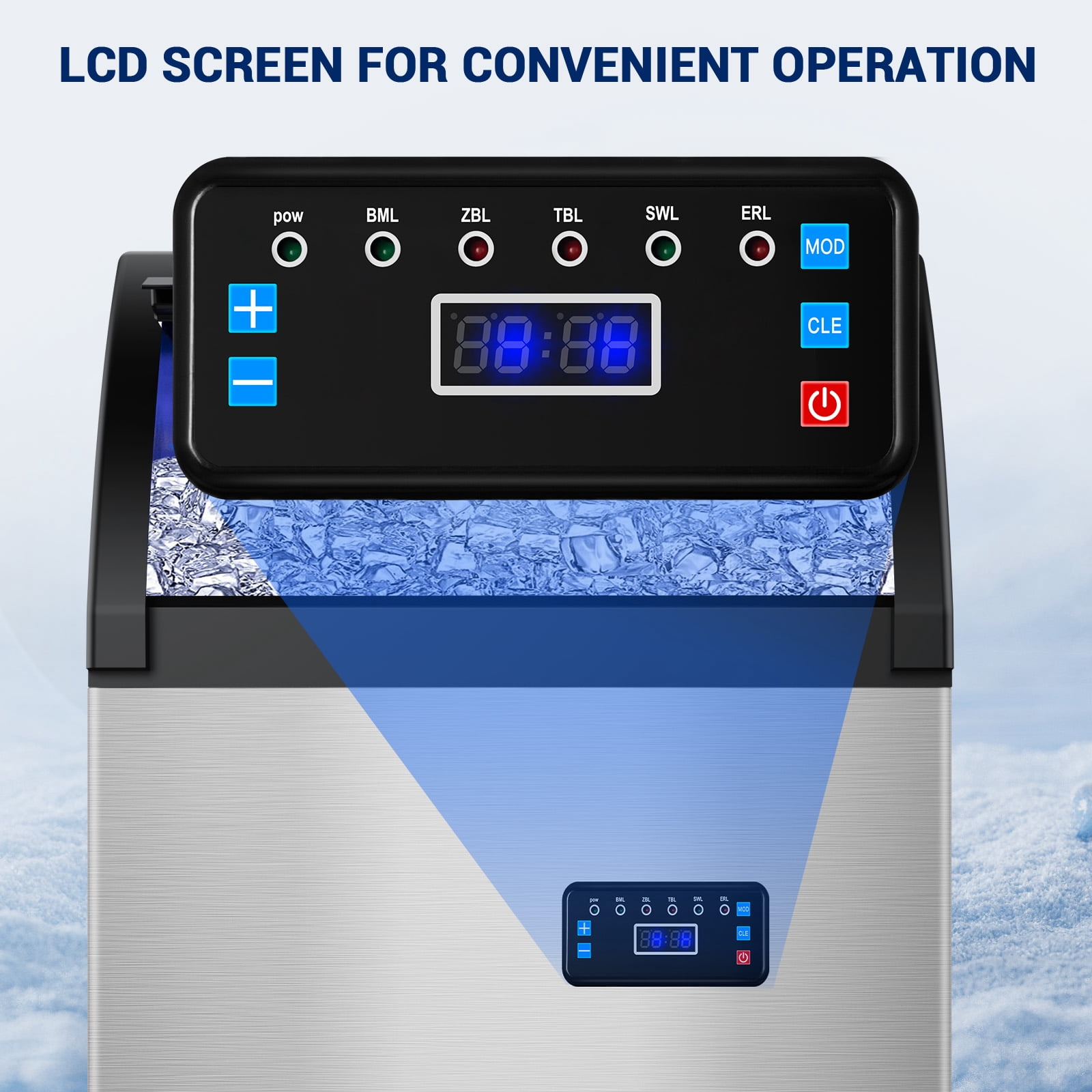 Commercial Gourmet Ice Maker,121LBS/24H Spray Ice Machine with 55Lbs Storage,Auto Self-Cleaning for Crystal Clear 5x10 Cubes Ice Making for Home Office Bar
