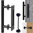 thumbnail image 1 of Barn Door Handle Heavy Duty Rust-proof Gate Pull Handle Rustic Barn Door Hardware Set with Door Latch for Indoor Outdoor Wooden Door Barn Door Sliding Door Cabinet, 1 of 11
