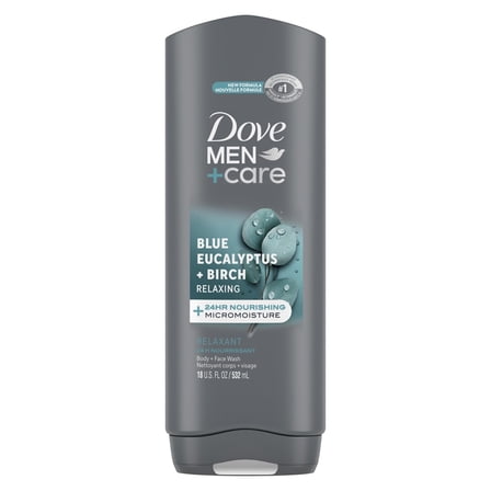 Dove Men+Care Purifying Hydrating Face & Body Wash for Men Charcoal & Clay, 18 oz