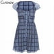 thumbnail image 1 of Cutenew Lattice Pattern A-Line Mini vestido de manga corta para mujer ropa 2021 verano Casual elástico cómodo señora Streetwear Tan Jianjun unisex, 1 of 2
