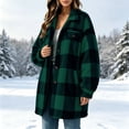 thumbnail image 6 of Womens Plaid Shacket Jacket with Pockets,Button Down Turned-Down Collar Warm Fleece Coat for Fall and Winter, 6 of 9