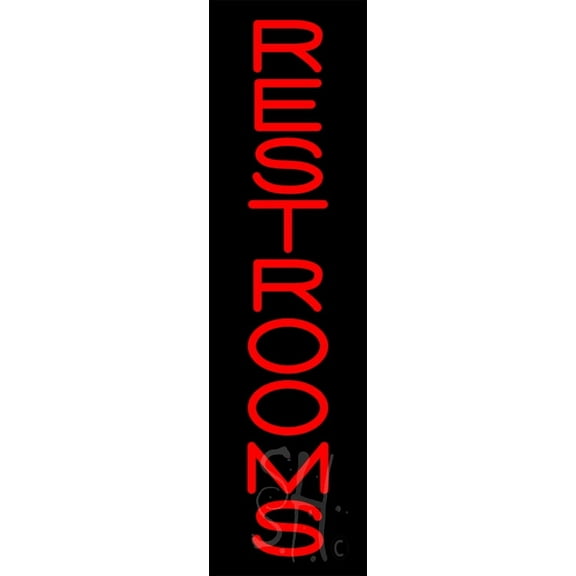 Vertical Red Restrooms LED Neon Sign 29" Tall x 8" Wide, Clear Edge Cut Acrylic Backing, with Dimmer - Bright and Premium built indoor LED Neon Sign for Bar decor.
