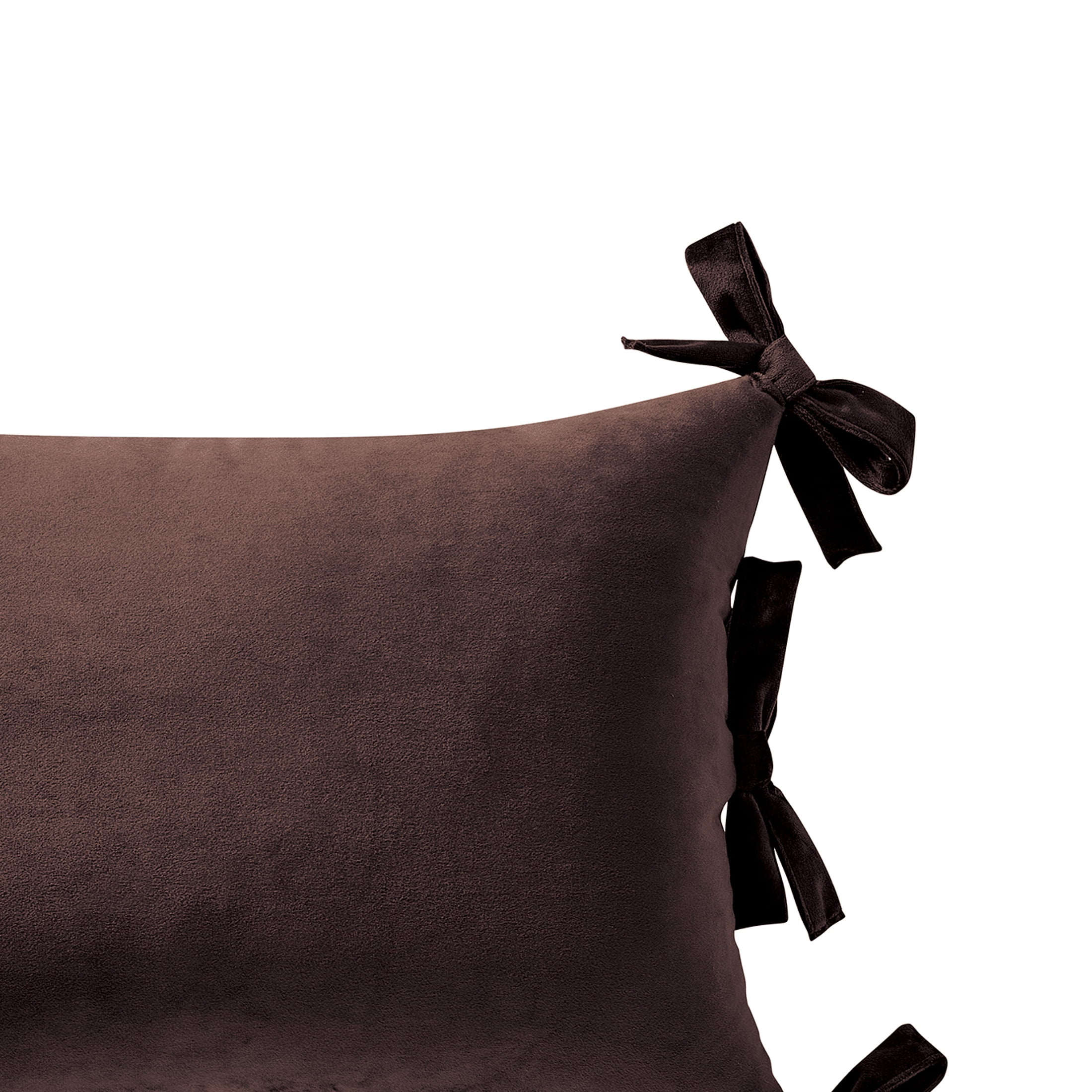 Home Decor Collection 14" x 20" Dark Brown Velvet Bow Decorative Pillow