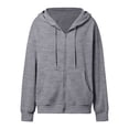 thumbnail image 6 of Resicozy Women Oversized Full Zip Hoodie Long Sleeve Sweatshirts Drawstring Pocket Loose Fall Zip Up Hooded Jacket Dark Gray 3XL, 6 of 8