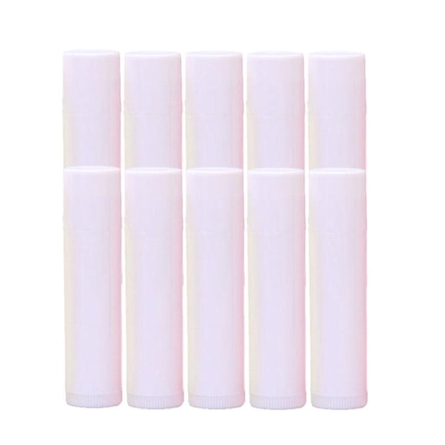 10 Portable Vacío Cosmético DIY Lápiz labial Bálsamo Tubos Blanco shamjiam Botellas vacías de bálsamo labial Botellas