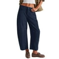 thumbnail image 2 of Women's Corduroy Wide Leg Pants with Elastic Waist Comfortable Barrel Leg Design Casual Trousers Featuring Pockets, 2 of 7