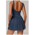 thumbnail image 3 of PISONIC Robe de Tennis et de Golf pour Femmes avec Soutien-Gorge Intégré, Short, Dos Nu, Encolure Carrée, Ourlet Plissé, Robes Athlétiques avec Poches, 3 of 6