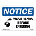 thumbnail image 1 of SignMission OS-NS-A-1824-L-18940 18 x 24 in. OSHA Notice Sign - Wash Hands Before Entering, 1 of 1