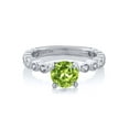 thumbnail image 2 of Gem Stone King 1.99 Ct Round Green Peridot White Created Sapphire 925 Sterling Silver Ring, 2 of 2