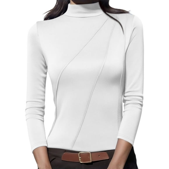 HUJlwoi Womens Thermal Shirts Lightweight Soft Mock Neck Slim Fit Long Sleeve Tops Warm Comfy Winter Base Layer Clothes