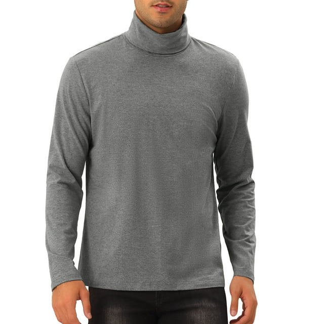 Camiseta de punto de manga larga con cuello alto Inspire Chic para hombres S Gris oscuro